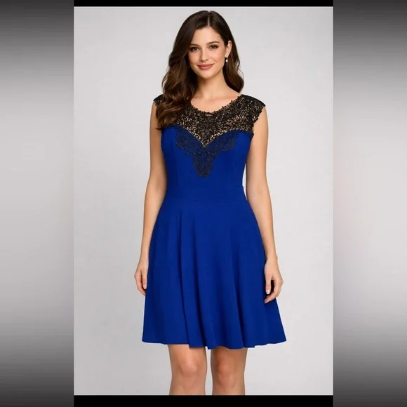 City Chic Lace Love Dress Cobalt Blue NWT - Picture 1 of 4